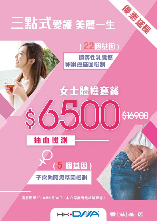 6500港币检测患乳腺.卵巢癌和子宫内膜癌的风险